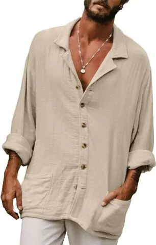 camisetas manga larga hombre de lino
